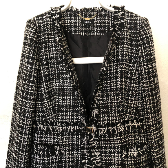 DKNY Tweed Topper Jacket, Oxford, Black, 16 - Picture 6 of 7